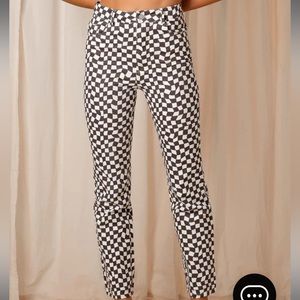 peppermayo brown and white checkered pants